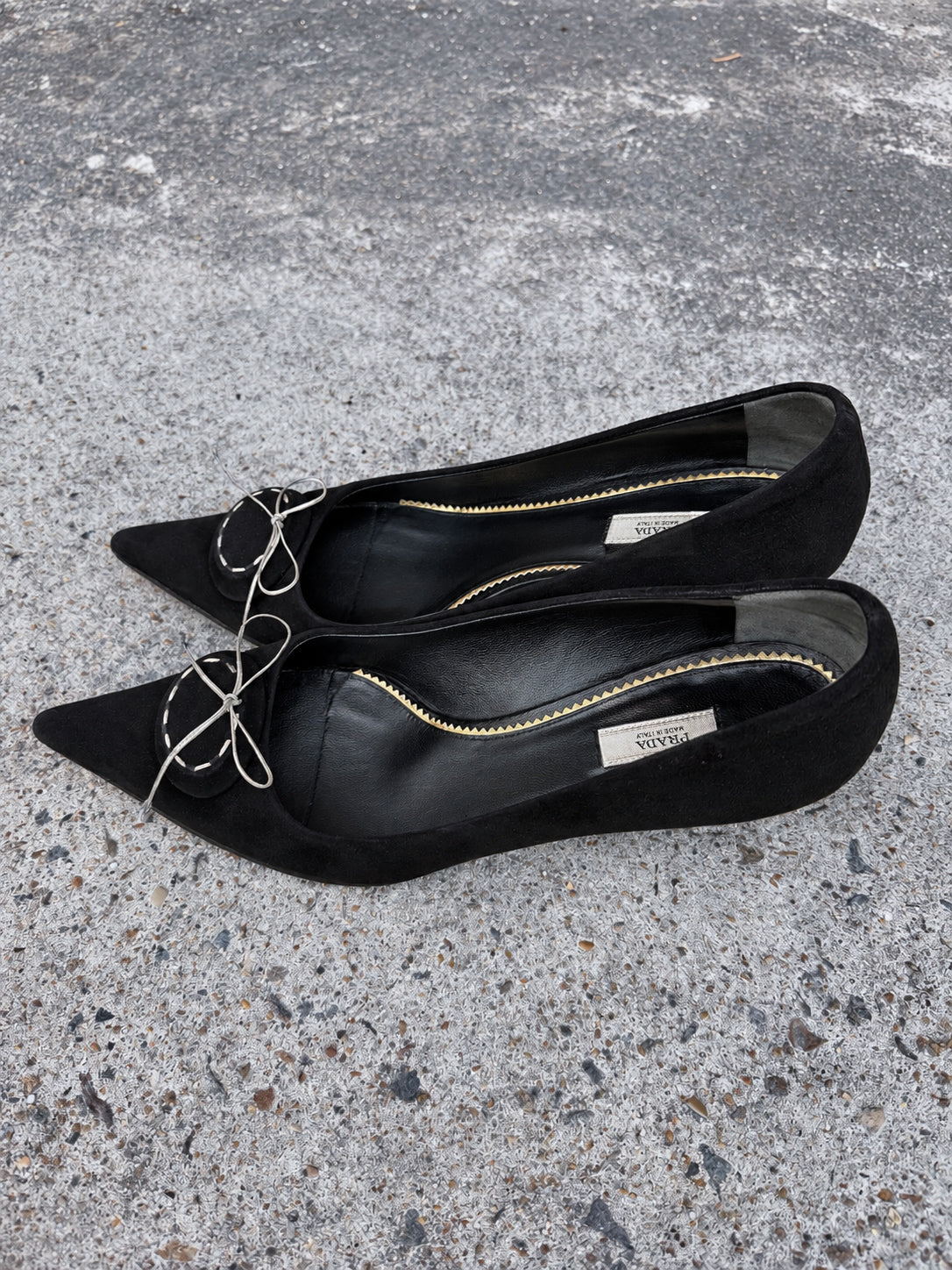 Prada Black Pointed Kitten Heels