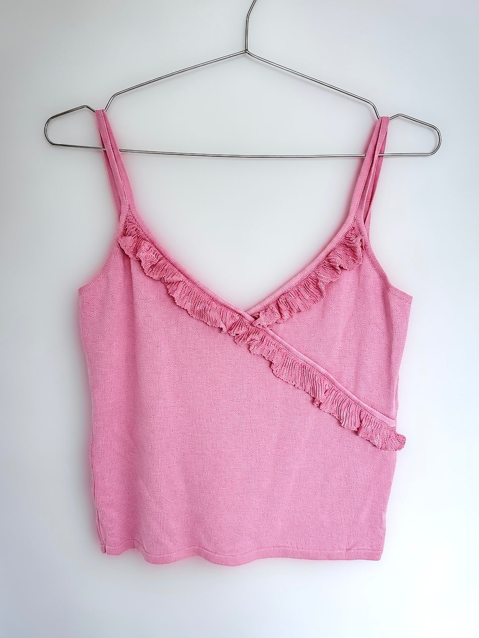 Escada Pink Ruffle Camisole Top