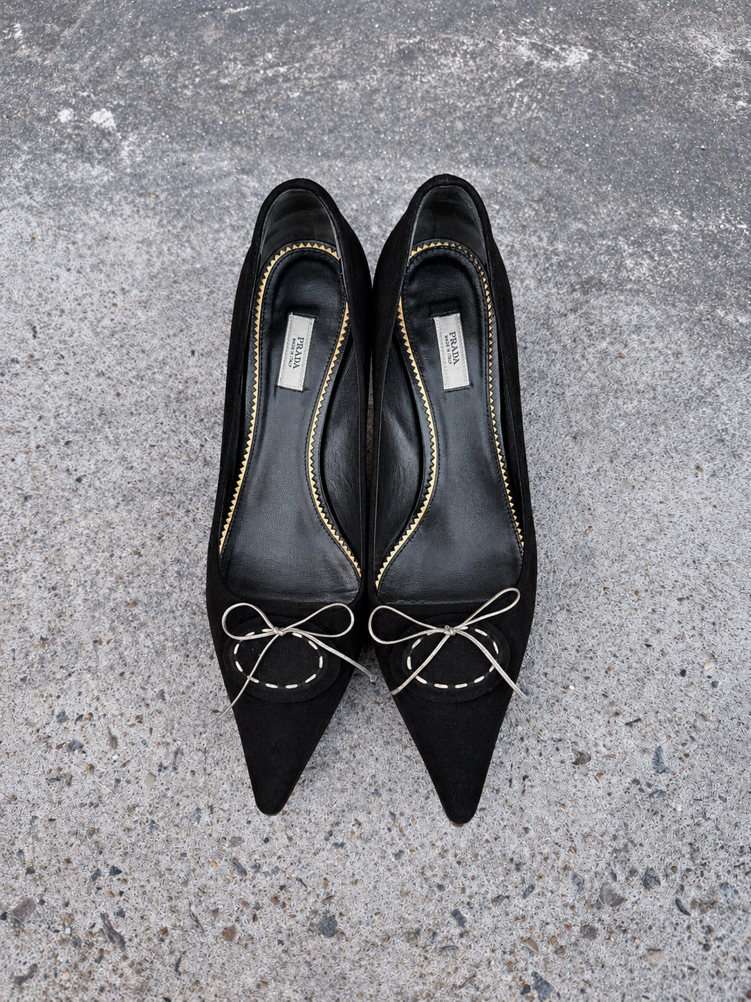 Prada Black Pointed Kitten Heels