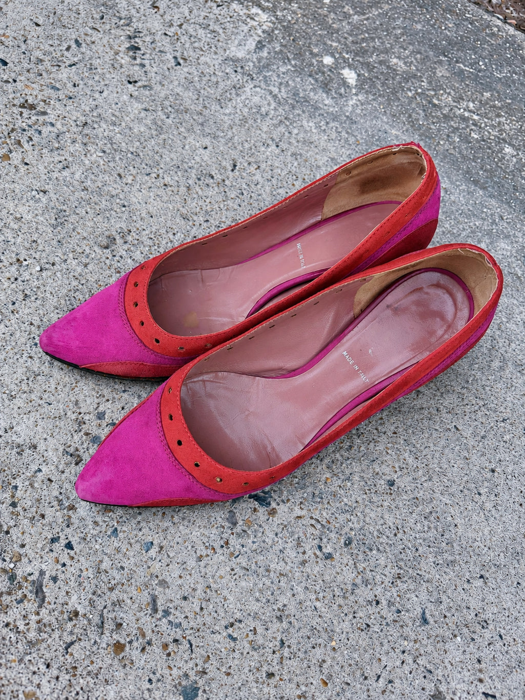 Miu Miu FW05 Fuchsia Pink & Red Velvet Pumps