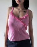 Escada Pink Ruffle Camisole Top