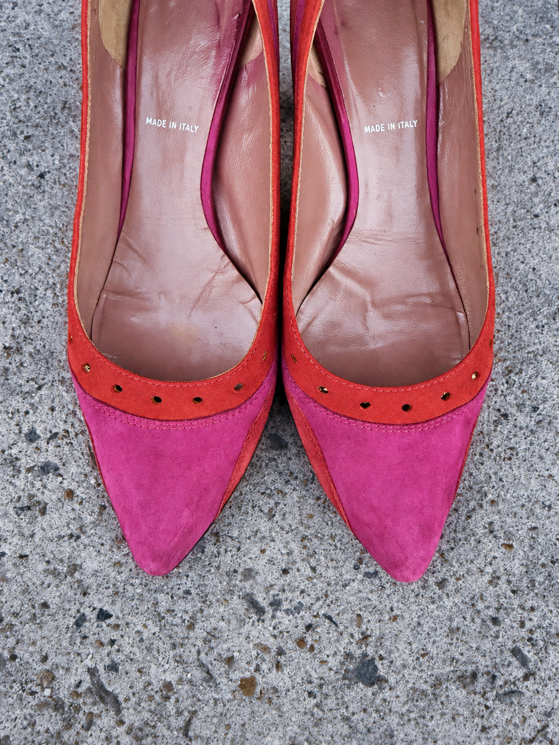 Miu Miu FW05 Fuchsia Pink & Red Velvet Pumps