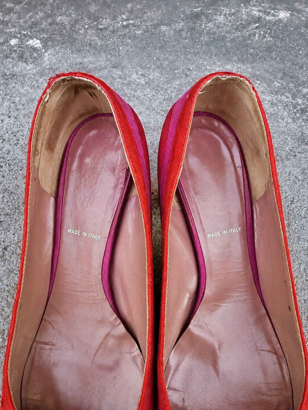 Miu Miu FW05 Fuchsia Pink & Red Velvet Pumps