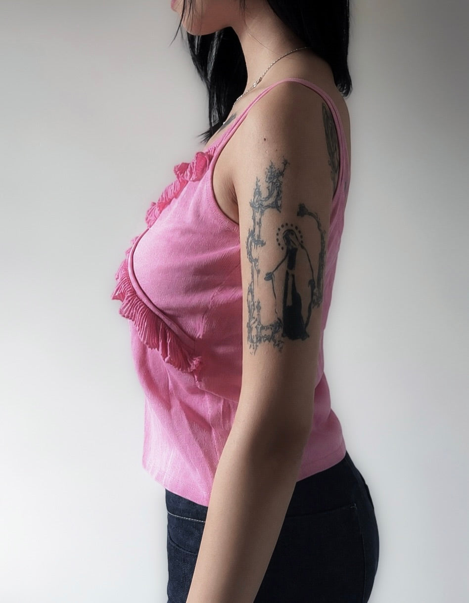 Escada Pink Ruffle Camisole Top