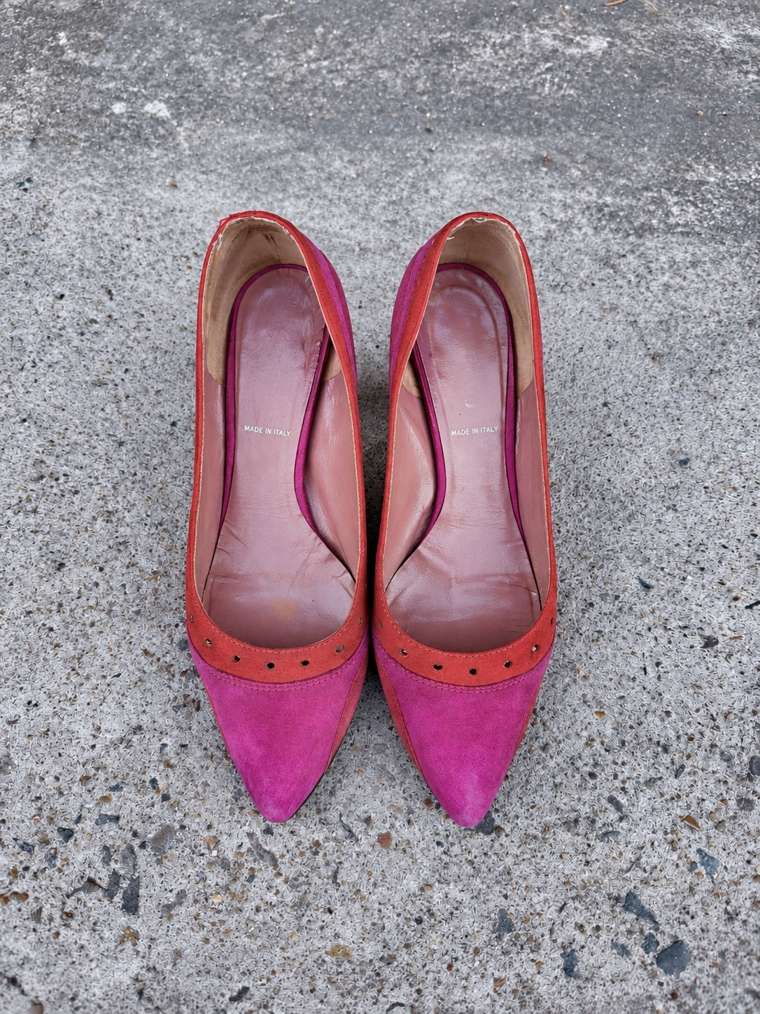 Miu Miu FW05 Fuchsia Pink & Red Velvet Pumps