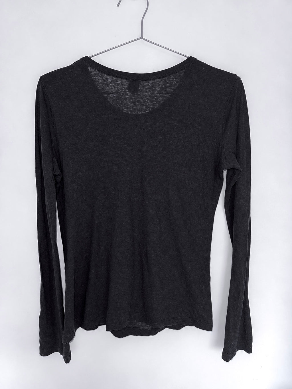 Y's Black Ruffle Detail Long Sleeve Top