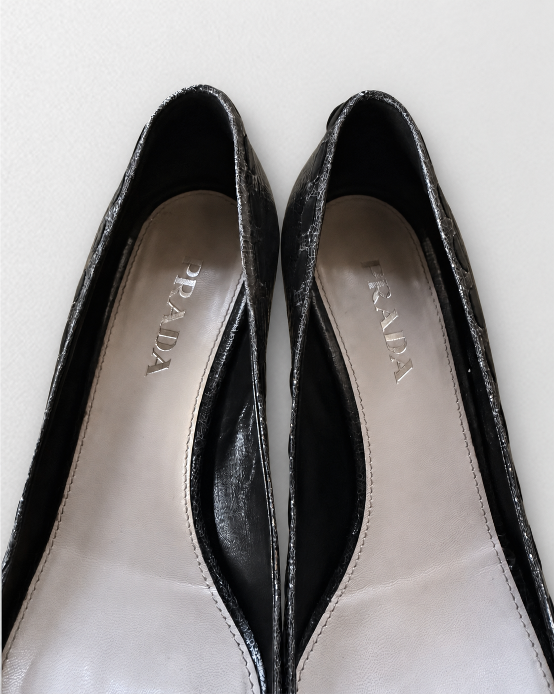 Prada Black Textured Peep-Toe Pumps